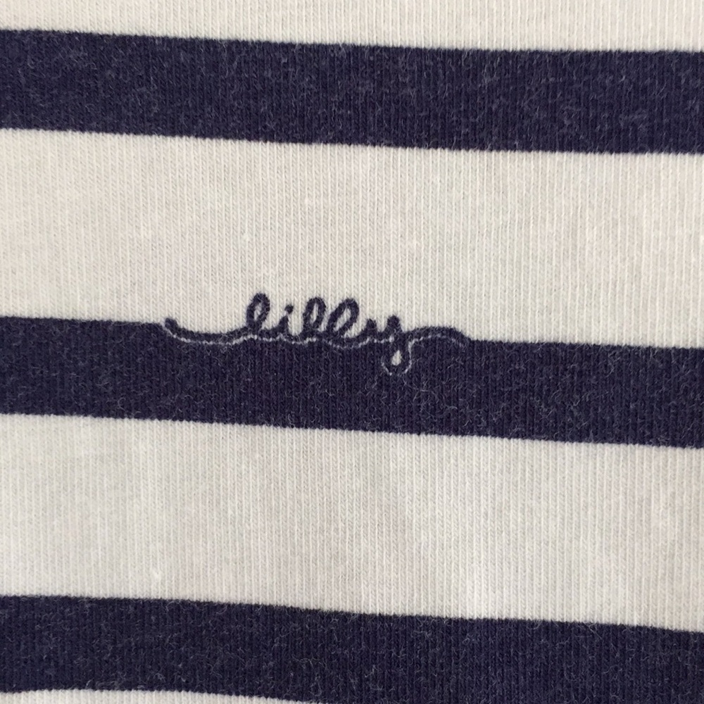 Lilly Pulitzer navy blue/white stripe 3/4 sleeve - Picture 2 of 5